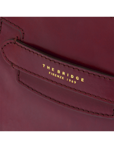 Borsa a mano in pelle con tracolla The Bridge Lucrezia – Barolo/Oro - foto 5