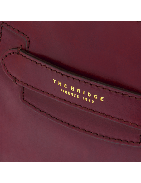 Borsa a mano in pelle con tracolla The Bridge Lucrezia – Barolo/Oro - foto 5