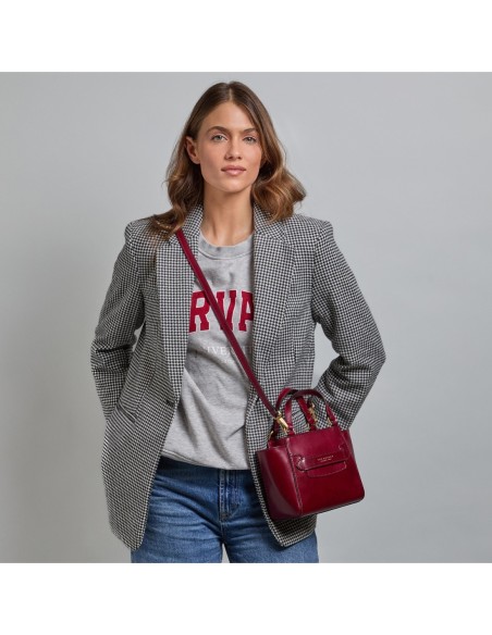 Borsa a mano in pelle con tracolla The Bridge Lucrezia – Barolo/Oro - foto 7
