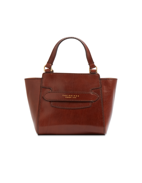 Borsa a mano in pelle con tracolla The Bridge Lucrezia – Marrone/Oro - foto 1