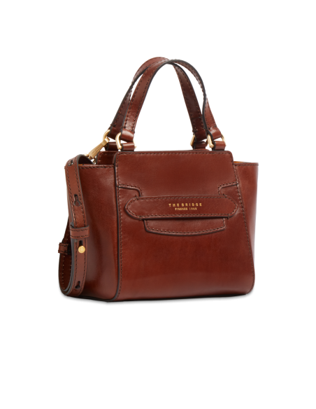 Borsa a mano in pelle con tracolla The Bridge Lucrezia – Marrone/Oro - foto 2