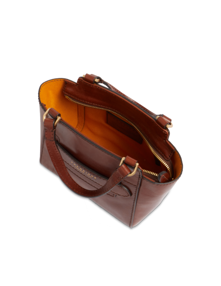 Borsa a mano in pelle con tracolla The Bridge Lucrezia – Marrone/Oro - foto 4