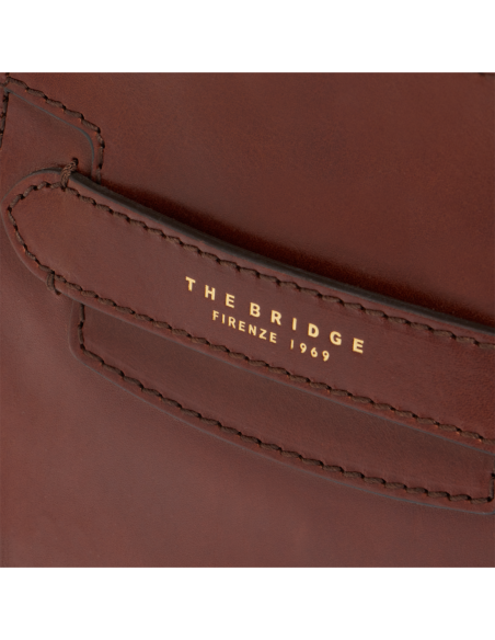 Borsa a mano in pelle con tracolla The Bridge Lucrezia – Marrone/Oro - foto 5