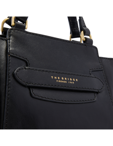 Borsa a mano in pelle con tracolla The Bridge Lucrezia – Nero/Oro - foto 5