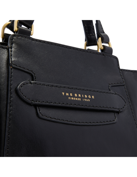 Borsa a mano in pelle con tracolla The Bridge Lucrezia – Nero/Oro - foto 5