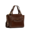 Borsa a mano in pelle con tracolla The Bridge Lucrezia – Moka/Oro
