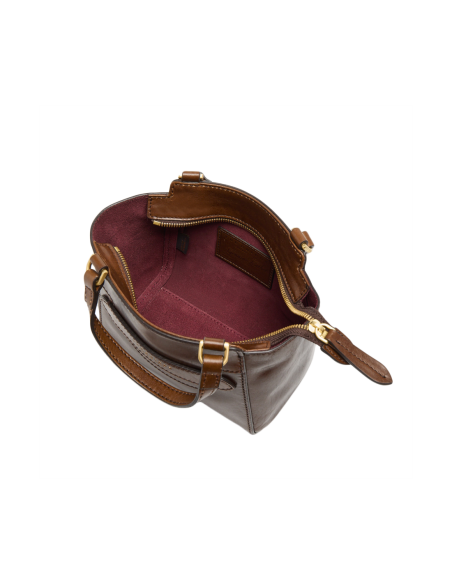 Borsa a mano in pelle con tracolla The Bridge Lucrezia – Moka/Oro - foto 4