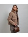 Borsa a mano in pelle con tracolla The Bridge Lucrezia – Moka/Oro