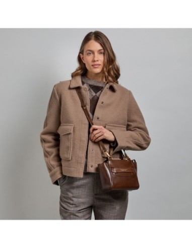 Borsa a mano in pelle con tracolla The Bridge Lucrezia – Moka/Oro - foto 7