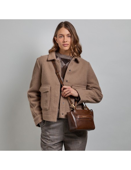 Borsa a mano in pelle con tracolla The Bridge Lucrezia – Moka/Oro - foto 7