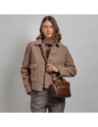 Borsa a mano in pelle con tracolla The Bridge Lucrezia – Moka/Oro