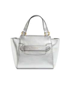 Borsa a mano in pelle laminata argento con tracolla The Bridge Lucrezia – Argento/Oro - foto 1