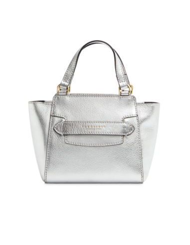 Borsa a mano in pelle laminata argento con tracolla The Bridge Lucrezia – Argento/Oro - foto 1