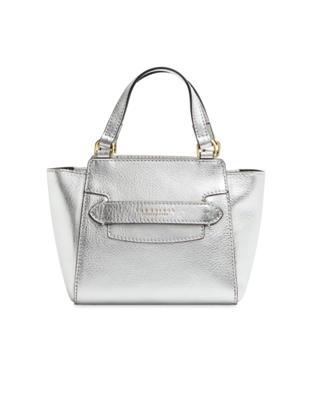 Borsa a mano in pelle laminata argento con tracolla The Bridge Lucrezia – Argento/Oro - foto 1
