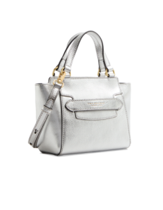 Borsa a mano in pelle laminata argento con tracolla The Bridge Lucrezia – Argento/Oro - foto 1 2