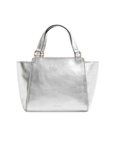 Borsa a mano in pelle laminata argento con tracolla The Bridge Lucrezia – Argento/Oro - foto 3