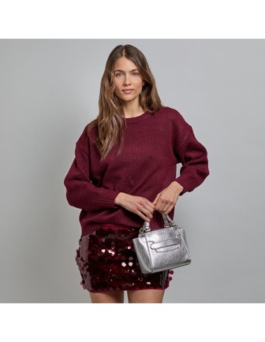 Borsa a mano in pelle laminata argento con tracolla The Bridge Lucrezia – Argento/Oro - foto 5