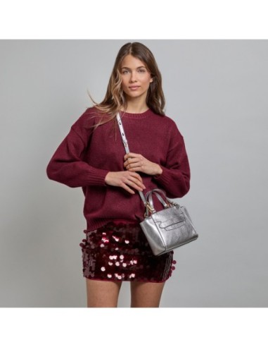 Borsa a mano in pelle laminata argento con tracolla The Bridge Lucrezia – Argento/Oro - foto 6