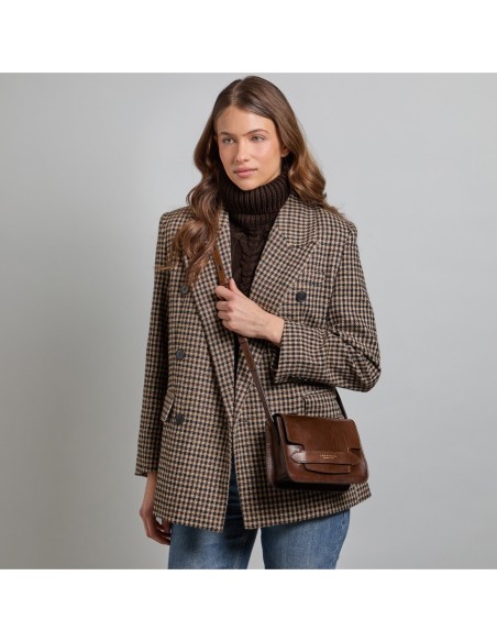 Borsa a tracolla in pelle The Bridge Lucrezia – Moka/Oro - foto 5