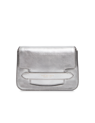 Borsa a tracolla in pelle laminata argento The Bridge Lucrezia – Argento/Oro - foto 1