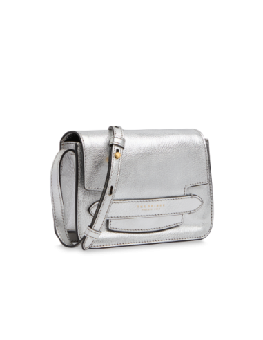 Borsa a tracolla in pelle laminata argento The Bridge Lucrezia – Argento/Oro - foto 2