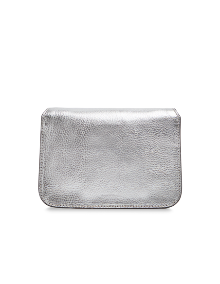 Borsa a tracolla in pelle laminata argento The Bridge Lucrezia – Argento/Oro - foto 3