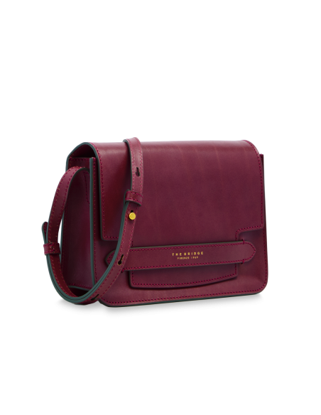 Borsa a tracolla media in pelle The Bridge Lucrezia – Barolo/Oro - foto 2