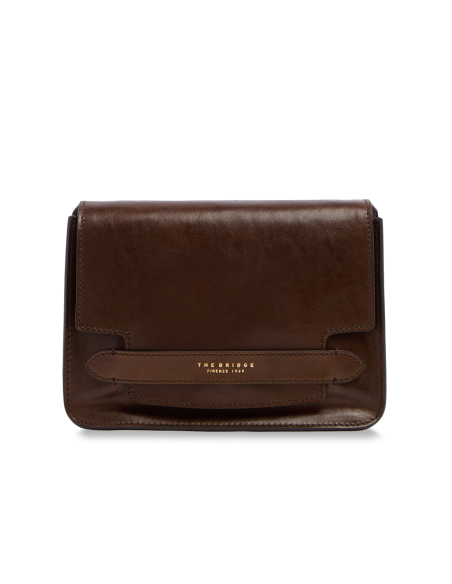 Borsa a tracolla media in pelle The Bridge Lucrezia – Moka/Oro - foto 1