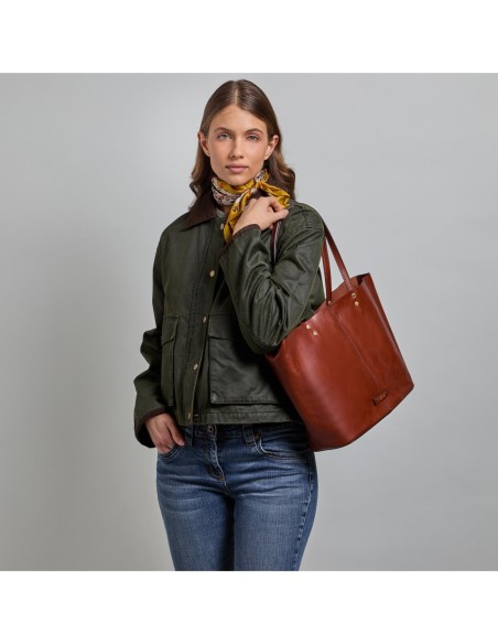 Borsa shopper in pelle con pochette interna The Bridge Lisa – Marrone/Oro - foto 5