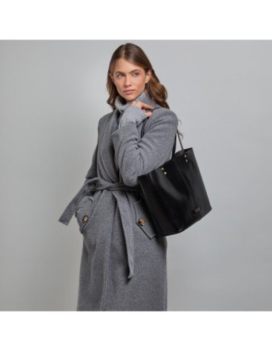 Borsa shopper in pelle con pochette interna The Bridge Lisa – Nero/Oro - foto 5