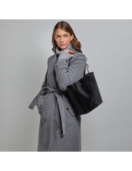 Borsa shopper in pelle con pochette interna The Bridge Lisa – Nero/Oro - foto 5