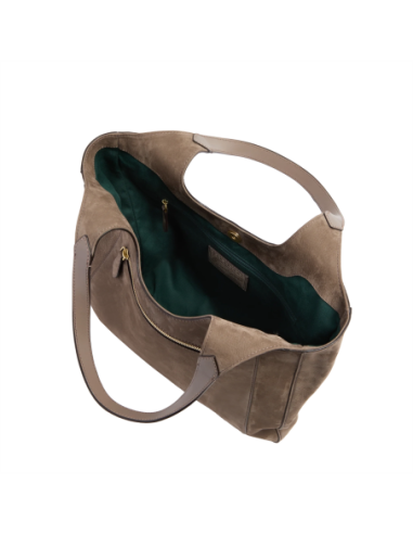 Borsa hobo in pelle nabuk The Bridge Luce Soft – Greige/Oro - foto 4