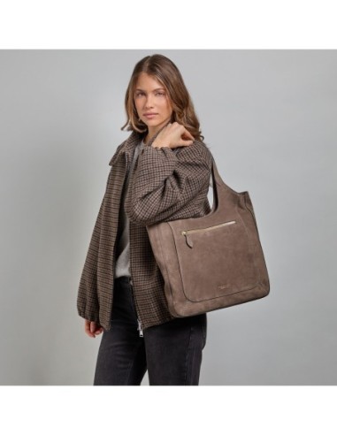 Borsa hobo in pelle nabuk The Bridge Luce Soft – Greige/Oro - foto 6