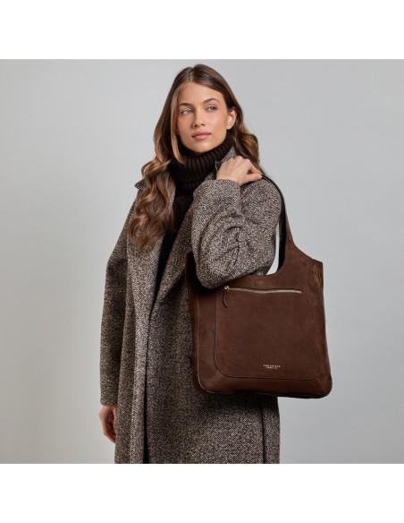 Borsa hobo in pelle nabuk The Bridge Luce Soft – Moka/Oro - foto 5