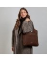 Borsa hobo in pelle nabuk The Bridge Luce Soft – Moka/Oro