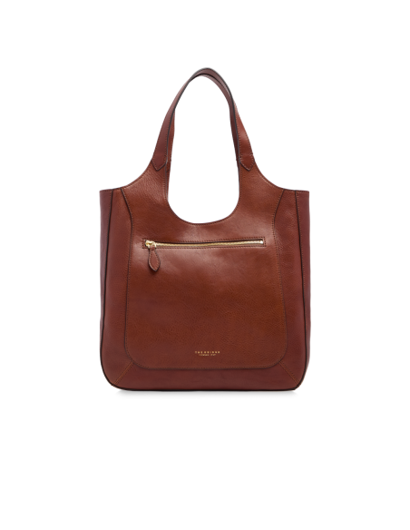 Borsa hobo in pelle con grana The Bridge Luce Soft – Marrone/Oro - foto 1