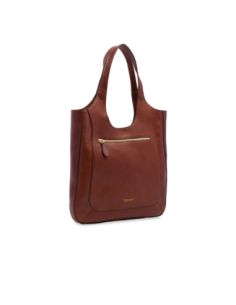 Borsa hobo in pelle con grana The Bridge Luce Soft – Marrone/Oro - foto 1 2