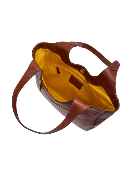 Borsa hobo in pelle con grana The Bridge Luce Soft – Marrone/Oro - foto 4