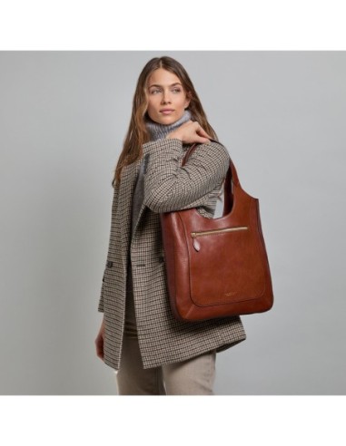Borsa hobo in pelle con grana The Bridge Luce Soft – Marrone/Oro - foto 5
