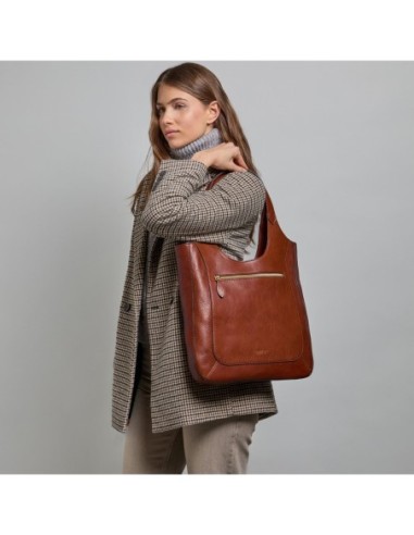 Borsa hobo in pelle con grana The Bridge Luce Soft – Marrone/Oro - foto 6