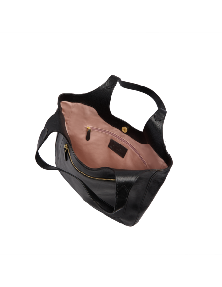 Borsa hobo in pelle con grana The Bridge Luce Soft – Nero/Oro - foto 4
