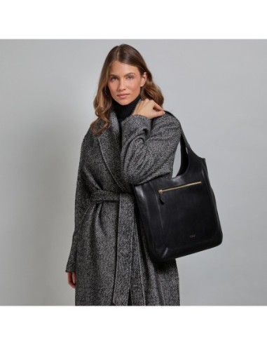 Borsa hobo in pelle con grana The Bridge Luce Soft – Nero/Oro - foto 6