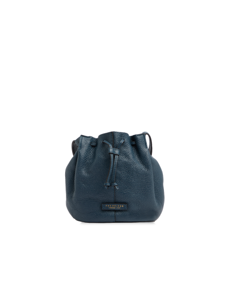 Borsa secchiello in pelle con coulisse The Bridge Marisa – Notte/Oro - foto 1