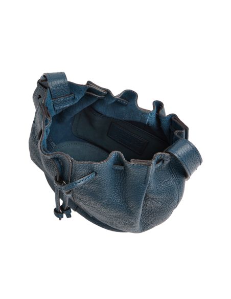 Borsa secchiello in pelle con coulisse The Bridge Marisa – Notte/Oro - foto 4