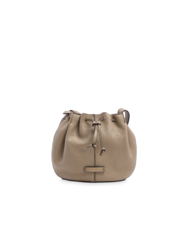 Borsa secchiello in pelle con coulisse The Bridge Marisa – Greige/Oro - foto 1