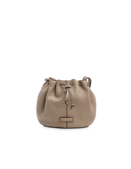 Borsa secchiello in pelle con coulisse The Bridge Marisa – Greige/Oro - foto 1