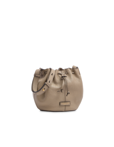 Borsa secchiello in pelle con coulisse The Bridge Marisa – Greige/Oro - foto 2