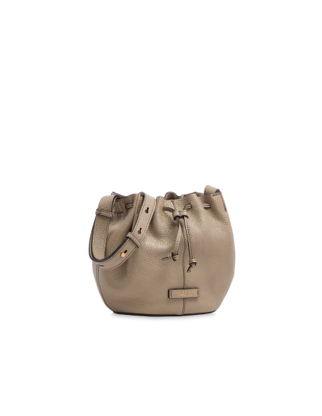Borsa secchiello in pelle con coulisse The Bridge Marisa – Greige/Oro - foto 2