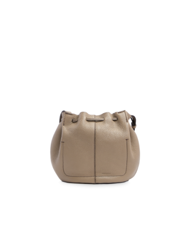 Borsa secchiello in pelle con coulisse The Bridge Marisa – Greige/Oro - foto 3