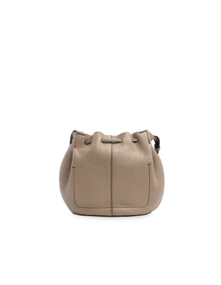 Borsa secchiello in pelle con coulisse The Bridge Marisa – Greige/Oro - foto 3